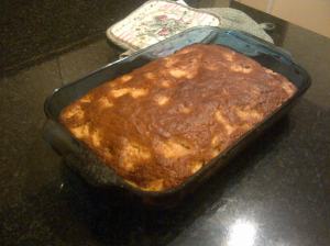 Crumb cake, sans topping (it's hiding inside)