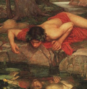 Narcissus sees his reflection