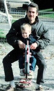 Greg and son, Brad, at a park in Albertville, France